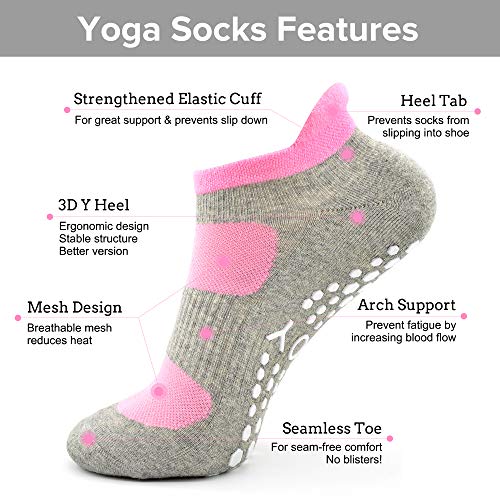 Busy Socks 2 Pack Women Ankle Non Slip Yoga Pilates Grip Socks with Cushion | Anti Skid Slipper Arch Support Socks for Barre Bikram Dance Trampoline Fitness Hospital Home Floor Walking Jogging Cardio - color: 2 Pairs Black/Gray