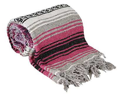 Authentic Mexican Falsa Blanket (Hot Pink) - color: Hot Pink
