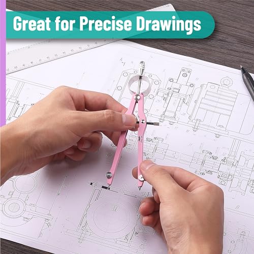 Mr. Pen- Professional Compass for Geometry, Extra Lead | Metal Compass Drawing Tool for Students, Drafting and Engineering, Technical Drawings, Circles and Geometry Projects - color: Purple