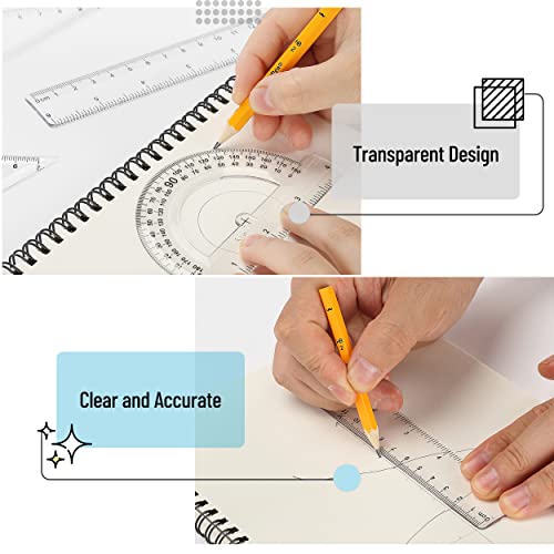 Mr. Pen 13 Piece Geometry Set with Shatterproof Storage Box, Blue | 45° & 30°/60° Set Squares, Pencils, Lead Refills, Sharpener & Eraser for Math, Drafting & Classroom Use - color: Blue