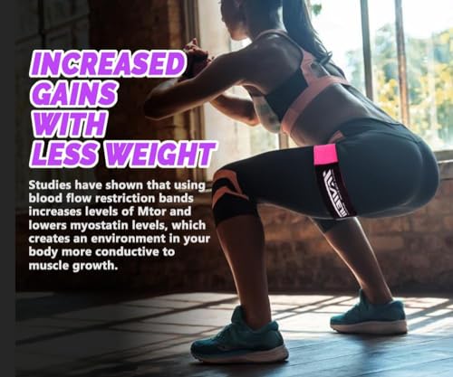 Occlusion Bands for Women Glutes & Hip Building, Blood Flow Restriction Bands BFR Bundle Booty Bands, Best Fabric Resistance Bands for Exercising Your Butt, Squat, Thigh, Fitness - color: Pink Full