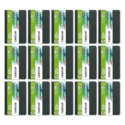 Canson Graduate Drawing Paper Hard Cover Art Journal for Pencil, Ink, Pen, and Marker Illustration, 5.5" x 8.5", 98 lb. (160gsm), 52 Sheets/Sketch Book, Case of 15 Sketch Books, 780 Sheets Total - size: 5.5x8.5 (Pack of 15)