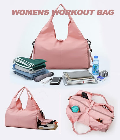 Yoga Gym Bag -Large Capacity Gym Bag with Yoga Mat Holder Water Resistant Workout Bag for Travel Workout Daily - color: Purple