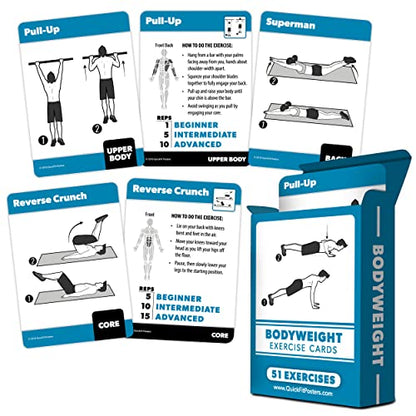 Bodyweight Exercise Cards - Fitness Playing Cards with Over 50 Body Weight Workouts - 2.5" x 3.5" (Standard Playing Card Size)