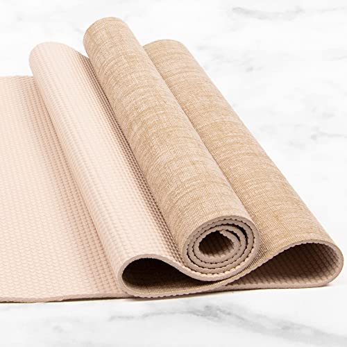 Myga Jute Yoga Mat, High Performance Vegan Floor Exercise Mat, Eco Friendly Biodegradable Yoga Mat with PVC Backing,72" x 24", 0.2" Thickness - color: White