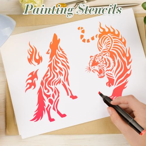 Animal Stencils for Crafts Reusable 16Pcs Painting Stencils(11X7 Inch) | DIY Art Stencil Furniture Decor Kit for Wood Embroidery Wall Silk Screen Journaling - color: Animal 6