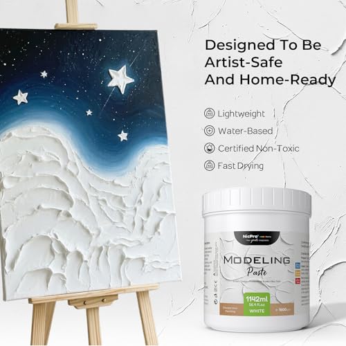 Nicpro Modeling Paste 1142 ml / 56.4 oz for Acrylic Painting | High-Density Acrylic Medium for Texture, Thickness, Structural Molding Paste for Art Projects, DIY, 3D Effect - size: 1142 ml