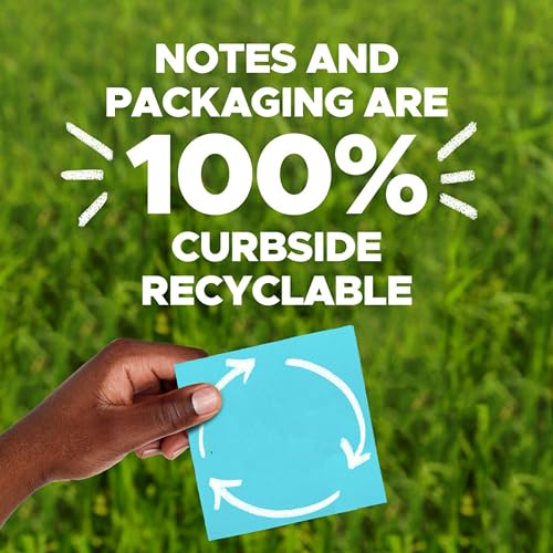Post-it Recycled Super Sticky Pop-up Notes, 1 7/8" x 1 7/8", Wanderlust Pastels Collection, 70 Sheet/Pad, 18 Pads/Pack | School Supplies and Office Products, 2X the Sticking Power