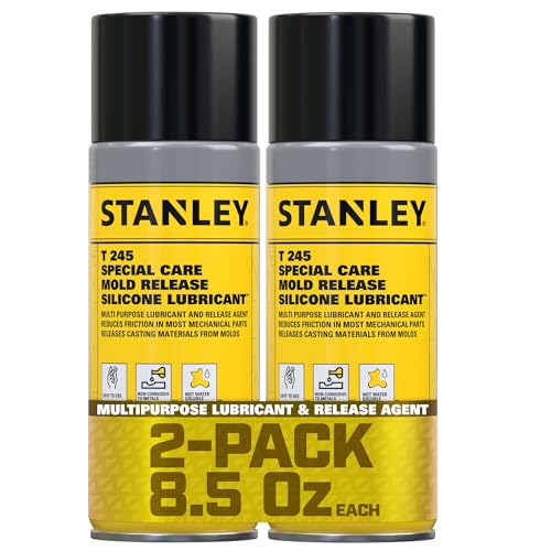 STANLEY T245 Mold Release Spray - 2x8.5 oz, High-Performance Silicone Lubricant for Epoxy Resin, Plastics, Withstands Extreme Temperatures, Moisture Repellent, Corrosion Protection - 2 Pack - size: 2 Pack