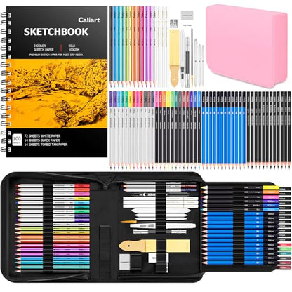 Caliart 176PCS Art Supplies Sketching Kit 100 Colors Watercolor Paint Set