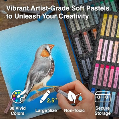 COLOUR BLOCK Soft Pastels for Artists - 80 Colors Square Chalk Soft Pastels Art Set in CARBON Box - Vibrant Pigments Art Kit for Painting, Drawing, Sketching, Hobbyist. - style: 80 Colors Soft Pastel Set – Paper Case