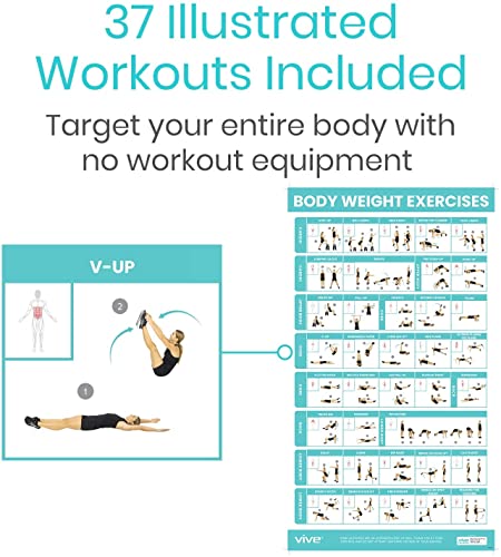 Vive Body Weight Exercise Poster - Workout for Home Gym Laminated Chart