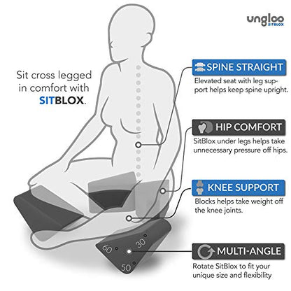 Ungloo Supportive Yoga Block Wedges for Seated Meditation – Elevates Knees, Reduces Hip Pressure, and Improves Cross-Legged Posture - color: Blue