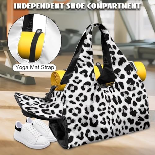 Snow Leopard Print Gym Bag for Women Yoga Mat Bag with Yoga Mat Holder Sports Duffel Bags with Adjustable Strap, Cheetah Print Sports Bags Double Zipper - color: Snow Leopard Print