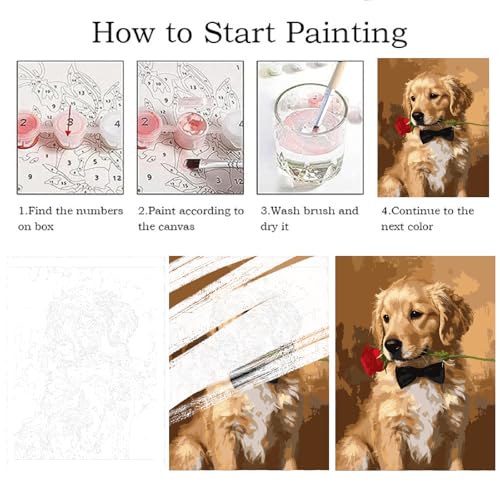 ZRIZQ Paint by Numbers Kit for Adults Beginner Animal,Dogs,16x20 | Full set with wooden brushes,rolled canvas,rich paints.Calming activity.Beginner friendly.Just open and paint. - color: 16"X20"Rolled Canvas(Frameless)-Dog 2