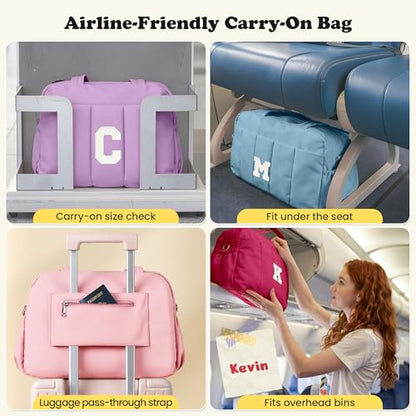 Initial Gym Duffle Bag, Carry On Bags for Women,Gifts for Girl - color: Purple, style: T