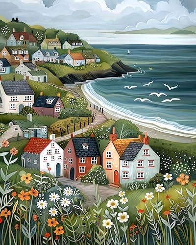 DOTSTART Paint by Numbers Kit for Adults Beginner,Peaceful Island by The Sea Adult Paint by Number Kits on Canvas,Painting by Numbers Easy Oil Painting,for Home Wall Decor15.7X19.7 Inch - color: PB186-1