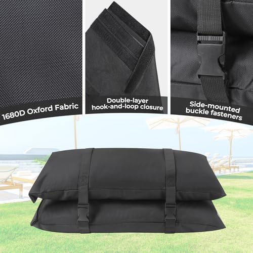 100 LBS Sand Bags for Weight (2-Pack), Umbrella Base Weight Sandbags | Heavy Duty Fillable Sandbags (Sand Not Included) for Trampoline, Poolside, Cantilever Umbrella Stands, Garden & Backyard - size: 2 X 50 LBS
