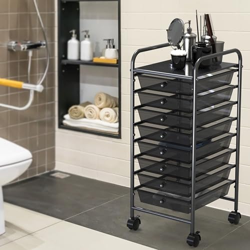 Simple Houseware 8 Drawers Rolling Utility Cart Art Craft Storage, Black - color: Black, size: 8 Drawers