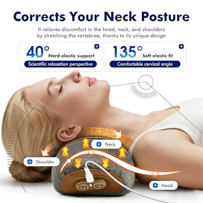 Pillow Massage Neck Hump 3-in-1 Massager Pillow with Heat, Deep Tissue Relief Neck Traction, Cervical Support Hump Corrector for Women and Men, Memory Foam Support Dark Gray