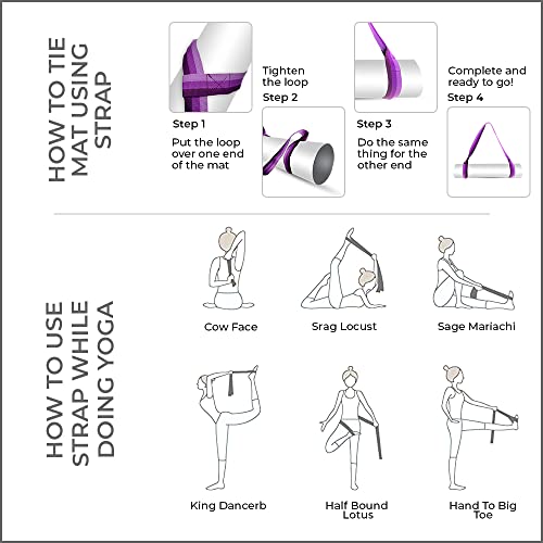 Yoga Mat Carrier Strap | Adjustable Mat Holder Sling for Carrying Mats | Thick & Comfy Texture | Yoga Mat Strap - color: Blue & Purple