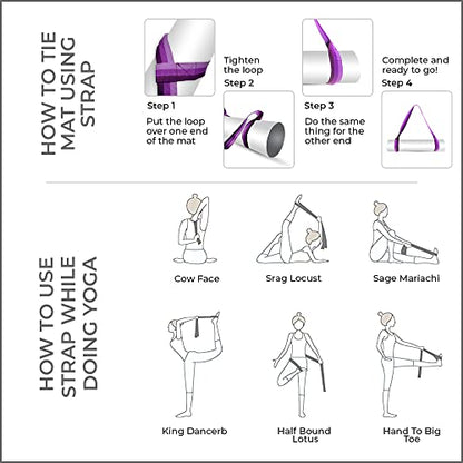 Yoga Mat Carrier Strap | Adjustable Mat Holder Sling for Carrying Mats | Thick & Comfy Texture | Yoga Mat Strap - color: Blue & Purple