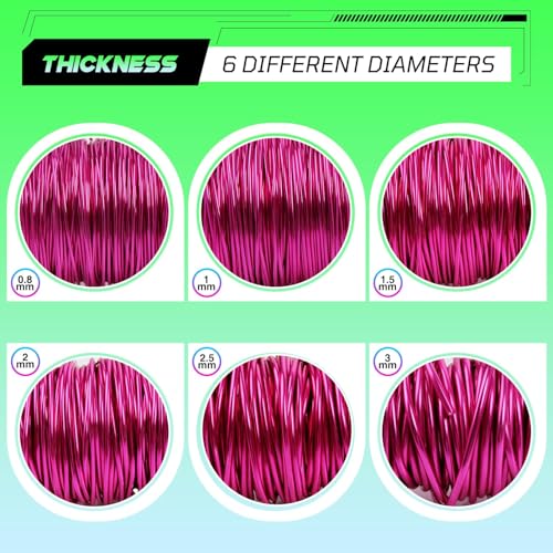 Aluminum Craft Wire,8 Gauge (3mm) Rose Purple Bendable Wire,32 Feet Continuous Roll for Jewelry Making,Sculpting,Floral & Armature Projects - size: 8 Gauge 32FT, style: Rose Purple