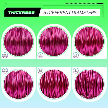 Aluminum Craft Wire,8 Gauge (3mm) Rose Purple Bendable Wire,32 Feet Continuous Roll for Jewelry Making,Sculpting,Floral & Armature Projects - size: 8 Gauge 32FT, style: Rose Purple