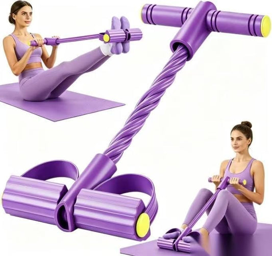 Handle Pedal Resistance Band, 8-Tube Multifunctional Pedal Resistance Band, Durable Natural Rubber Fitness Band, Suitable for Abdomen, Waist, arms, Legs, core/Abdominal Workouts - color: Purple