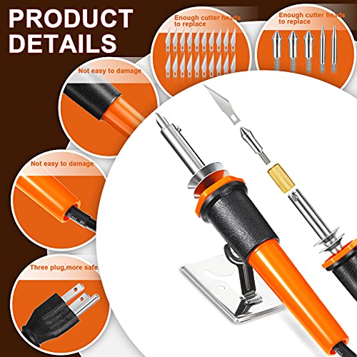 Honoson 30 Pcs Hot Knife Cutting Tool Kit for Carving Foam Cloth Stencil | 20 Blades, 3 Holders, 2 Pyrography Blades, Metal Stand, Hot Cutting Knife Set, Cuts Plastic Foam Cloth Stencil