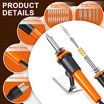 Honoson 30 Pcs Hot Knife Cutting Tool Kit for Carving Foam Cloth Stencil | 20 Blades, 3 Holders, 2 Pyrography Blades, Metal Stand, Hot Cutting Knife Set, Cuts Plastic Foam Cloth Stencil
