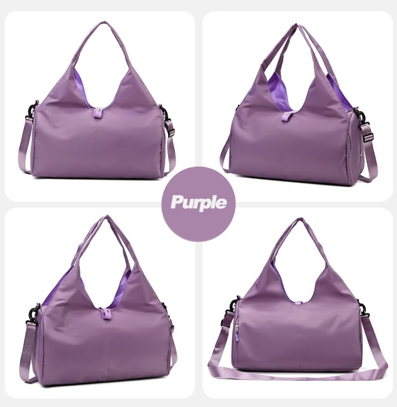 Yoga Gym Bag -Large Capacity Gym Bag with Yoga Mat Holder Water Resistant Workout Bag for Travel Workout Daily - color: Purple