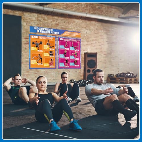 Tinlade Physical Fitness Classroom Poster Set Extra Large 34.5” x 26.5” - style: Physical Training