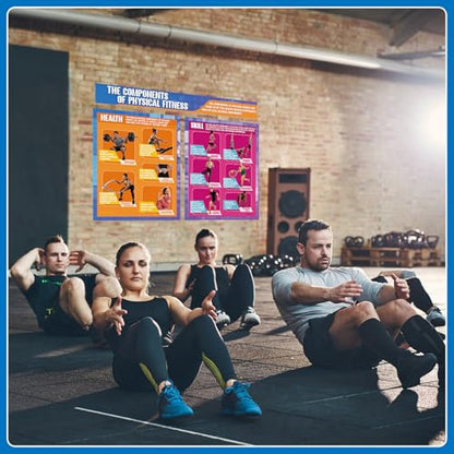 Tinlade Physical Fitness Classroom Poster Set Extra Large 34.5” x 26.5” - style: Physical Training