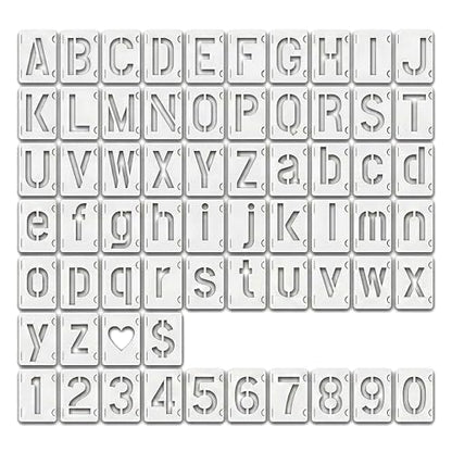 64 Pcs 2 Inch Alphabet Letter Stencils, White | Symbol Numbers Stencils, Reusable Alphabet Templates, Interlocking Stencil Kit, For Wood, Wall, Fabric, Door Porch, Signage - color: white