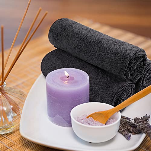 Orighty Salon Towels, 24 Pack Black Microfiber Hair Towel (16 x 29 Inch) | Super Soft and Absorbent Microfiber Towels for Salon, Hand, Gym, Bath, Spa and Home Hair Care (Not Bleach Proof) - size: 24 Pack
