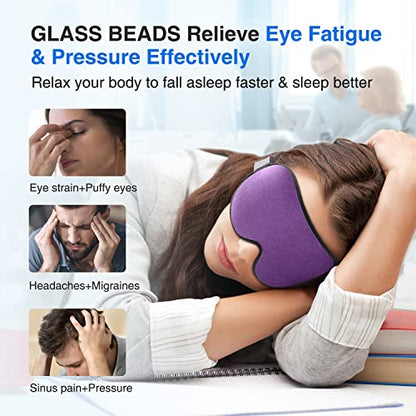 YFONG Weighted Sleep Mask for Women Men, 3D Light Blocking Eye Mask, Purple - color: Purple