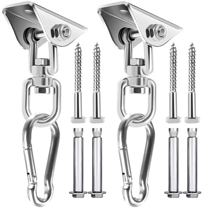 2 Packs Swing Hanger 304 Stainless Steel 1763lbs Capacity Heavy Duty Swing Hardware Set Ceiling Mount Swivel Swing Hook for Hammock Chair, Swing Hanger, Punching Bag,Yoga Outdoor and Indoor