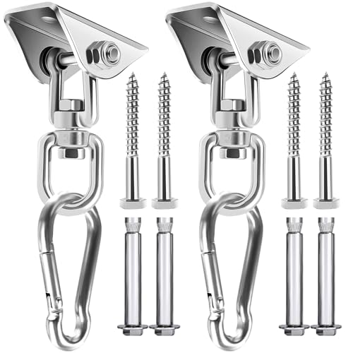2 Packs Swing Hanger 304 Stainless Steel 1763lbs Capacity Heavy Duty Swing Hardware Set Ceiling Mount Swivel Swing Hook for Hammock Chair, Swing Hanger, Punching Bag,Yoga Outdoor and Indoor