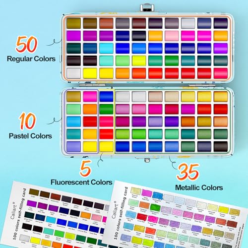 Caliart 176PCS Art Supplies Sketching Kit 100 Colors Watercolor Paint Set