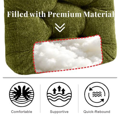 Floor Pillow, Large Meditation Sitting Cushion with Handle | for Tatami, Living Room, Yoga Use for Adults and Kids (1, Square, Green, 22" x 22" x 6") - color: Square, Green
