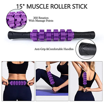 5 in 1 Foam Roller Set High Density Patented Foam Roller for Exercise - color: Violet