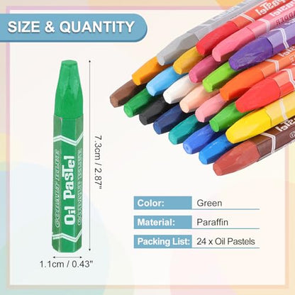 PATIKIL Green Oil Pastels, 24Pcs Soft Oil Crayons Vibrant and Creamy Pastels Stick Art Supplies for Art Painting Drawing Blending Graffiti for Artists Beginners - color: Green