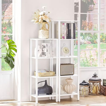 YUFAM 4 Tier Small Bookshelf, Narrow Tall Shelf, Wooden Book Shelf, White - color: White, size: 4-Tier