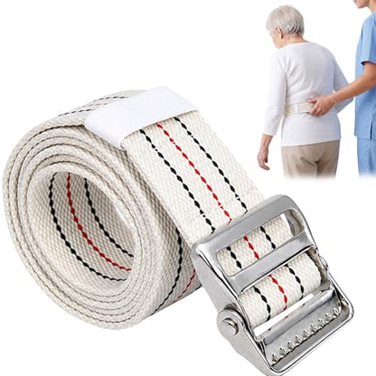 Gait Belt for Seniors 63 Inch with Sturdy Metal Buckle – Adjustable Physical Therapy Strap Transfer & Walking Assist Belt Safety Belt for Elderly Disabled Caregivers, Nurses, Physical Therapists - color: Off White