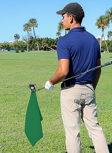 Magnetic Golf Towels for Golf Bags with Clip & Ultra Strong Magnet - Waffle Weave Microfiber Towel for Secure Hold on Bags & Carts - Ideal Club Cleaner & Accessories - Green - color: Green