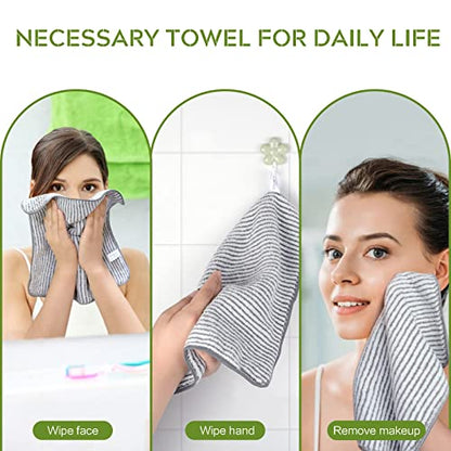 Microfiber Face Towels Soft Washcloths 12Inch x 12Inch 12 Pack Stripe - color: Stripe 12pack