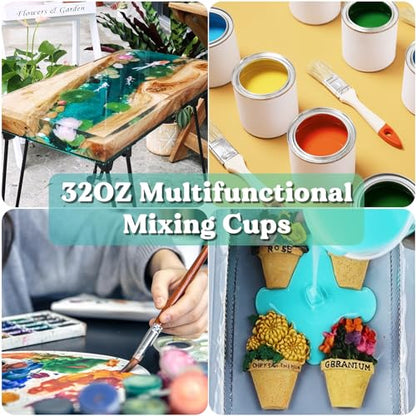 LET'S RESIN 32 oz Resin Mixing Cups, 45-Piece Kit with Gloves | Sturdy 1000 ml Disposable Cups Feature Two Measurement Scales and Include Protective Gloves for Resin and Paint Mixing - size: 1000ML
