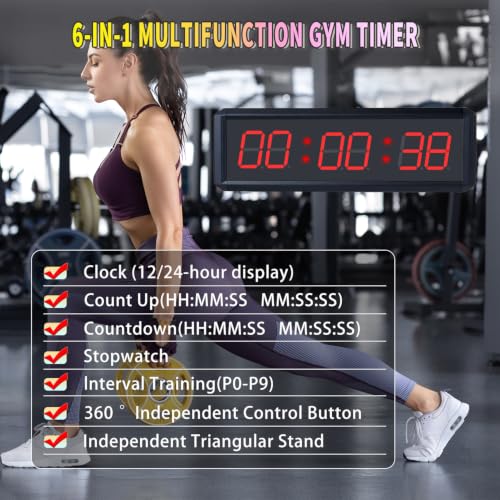 Gym Timer 1.5 Inch Large LED Display with 360° Start/Stop Button, Stopwatch and Interval Timer for Home Gym, Obstacle Course, HIIT Workouts - size: 1.5inch