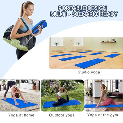 Yoga Mat Towel, Extra Thick (600GSM) Soft Hot Yoga Towel, Non-Slip and Sweat Absorbent for Hot Yoga, Bikram, Pilates, and Fitness, 72" x 27.5", Dual-Color, Grey/Blue - color: Dark Blue